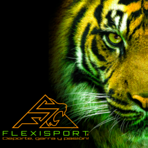Tigre oficial de FLEXISPORT representando deporte, naturaleza y tecnología consciente.